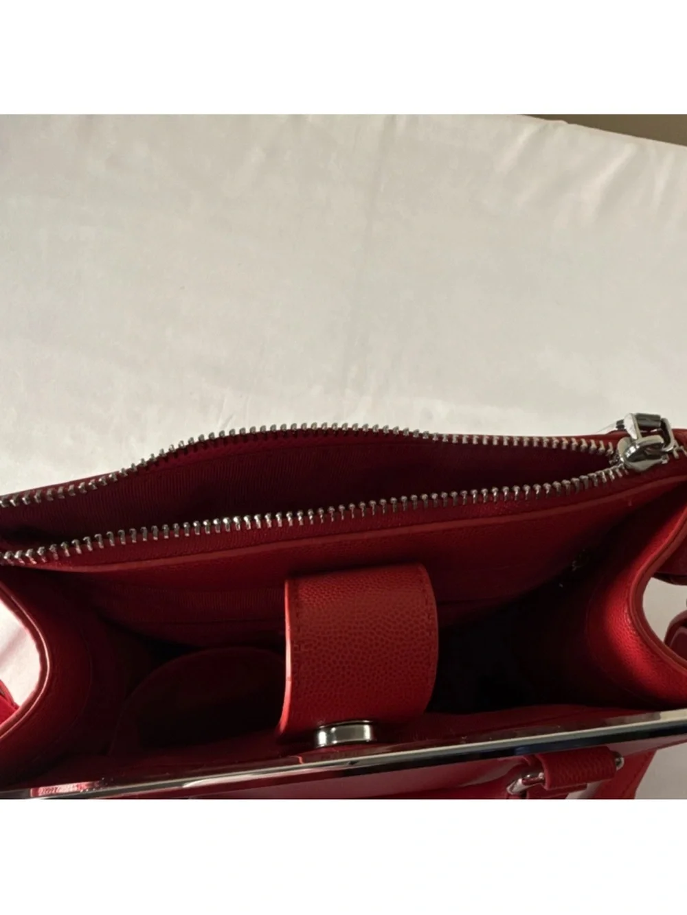 Miztique Red Structured Satchel‎ with Top Handles